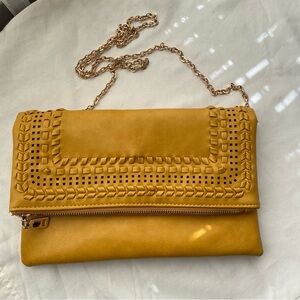 Chic Mustard Yellow Clutch with Chain Strap